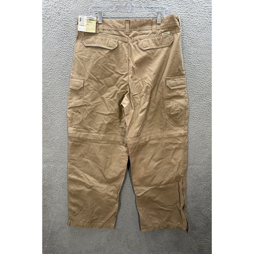 Gander Mountain Pants Mens 38x30 Tan Cotton Convertible Cargo Outdoor Hiking NEW